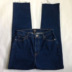 BDG Urban Outfitters Mom High Rise Raw Hem Dark Wash Blue Denim Jeans Size 27